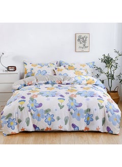 Buy 6-Piece Double Size Duvet Cover Set|1 Duvet Cover + 1 Flat Sheet + 4 Pillow Cases|Microfibre |LOBLOLLY in UAE