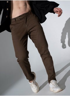 Buy Brown Slim Fit Solid Chinos for Men in UAE