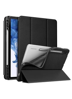 Buy Smart Case for Samsung Galaxy Tab S8 Plus 2022/S7 FE/S7 Plus 12.4 with Pencil Holder, Soft TPU Smart Stand Back Cover Auto Wake/Sleep Feature - Black in Egypt