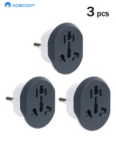 Buy Universal Travel Adapter Plug Converter, 16A 2500W US/AUS/UK to EU Wall Charger Power Plug, 2/3 pin to 2 pin plug socket Fits Type A,B,G,I,J & L for Spain, Italy, Greece, Turkey 250V (Type E/F) in Saudi Arabia