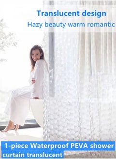 Buy 1-Piece Waterproof PEVA Shower Curtain Translucent 180 x 180 Centimeter in UAE