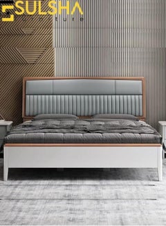 Buy Wooden Modern Double Bed 120x190 Cm in UAE