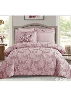 Buy COMFY PINK EMBROIDERED COTTON KING SIZE LUXURIOUS 6PC COMFORTER SET in UAE