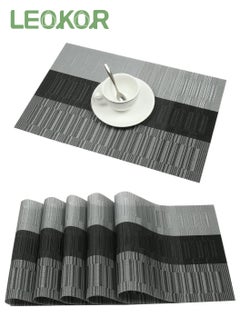 اشتري 6 PCS Bamboo PVC Weave Placemats Non-Slip Table Mats for Kitchen Table 30x45 cm في السعودية