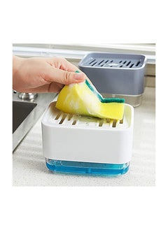 اشتري 2 in 1 Soap Pump Dispenser and Sponge Holder Detergent Dishwashing Hand for Kitchen Sink Bathroom Organizer with One Cleaning (5.4 X 3.8 3.5 Inches) في الامارات