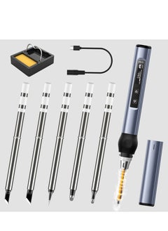 اشتري Soldering Iron Kit Mini Digital Iron, OLED Screen Display, Fast Internal Heating, Auto Sleep, Blue في السعودية