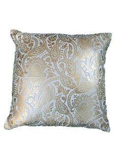 Buy Majestic Leaf Foil Printed Filled Cushion 45x45 Cm Golden in UAE