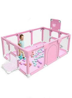 Buy Baby Playpen, Playpen for Babies and Toddlers with Anti-Slip Suckers, Indoor & Outdoor Play Yard for Baby Activity Center, Infant Safety Gates with Breathable Mesh, Large Anti-Fall Playpen（Pink） in UAE