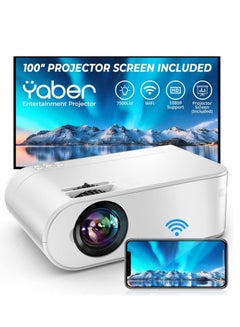 Buy Projector WiFi Mini Projector, 9000L 1080P Full HD Portable Projector, Zoom, 300" Display, Outdoor Projector [Projector Screen Included] Wireless Mirroring Projector for Phone/TV Stick/HDMI/PS4 in UAE