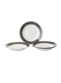 Buy deep porcelain dinner plates 4 Piece with black and gold design 20 cm in Saudi Arabia