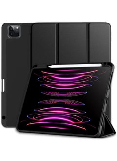 اشتري Compatible with iPad Pro 12.9 inch Case 2022/2021/2020 TPU Flexible Back Cover with Pencil Holder Auto Wake/Sleep Support Pencil 2 Wireless Charging في الامارات