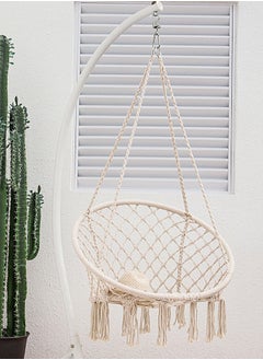 Buy Hanging Hammock Round Swing Chair Cotton Linen in Saudi Arabia