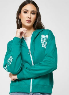 Buy Graphic Zip Thru Hoodie in UAE