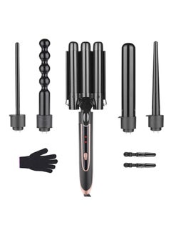 اشتري 5-in-1 Curling Iron Set  with 2 Hair Clips and Heat-proof Gloves Interchangeable Barrels Hair Curler for Home Salon في الامارات