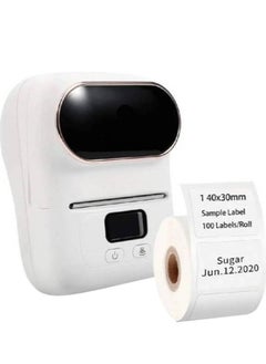 Buy "Compact Thermal Label Printer with Roll – Efficient and Portable Labeling Solution, White" in UAE