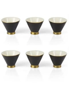 Buy 6 pieces Set Of Porcelain Arabic Coffee Cups Black with Golden Line in UAE