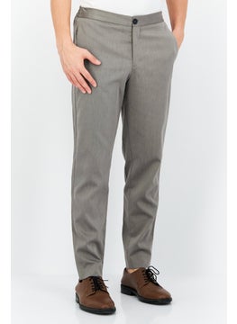 اشتري Men Slim Fit Straight Solid Pants, Grey في الامارات