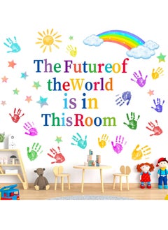 Buy Colorful Inspirational Wall Stickers Kids Inspirational Quotes & Handprint Wall Decals Décor Self-Adhesive Rainbow Wall Stickers Kids Wall Stickers For Classroom/Library/Kids Bedroom in UAE