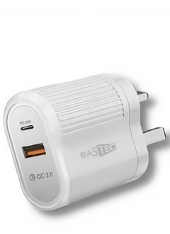 Buy Wall Charger with PD and USB Fast Charging Ports, 20W Power Model BC204 by BASTEC" in UAE