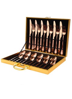 Buy 24-Piece Stainless Steel Cutlery Set Golden in Saudi Arabia