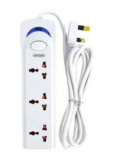 اشتري Unipower Power Strips Ex-1242 Extension Cord with 3 way Outlets with switch, Universal Plug Adapter, Charging Socket with 3 meter Extension Cord (White) في الامارات