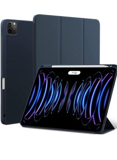 اشتري Compatible with iPad Pro 12.9 inch Case 2022 2021 2020 TPU Flexible Back Cover with Pencil Holder Auto Wake Sleep Support Pencil 2 Wireless Charging Navy Blue في الامارات