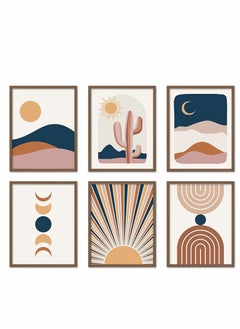 اشتري Wall Art Decor Boho Abstract Minimalist Wall Art Posters Mid Century Modern Prints Sun Moon Desert Bedroom Decor Nature Landscape Painting Canvas No Frame (8x10", 6 Pcs) في السعودية