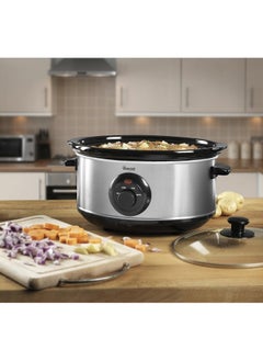 Buy Swan 3.5 Litre Oval Stainless Steel Slow Cooker with 3 Cooking Settings, 200W, Silver in UAE