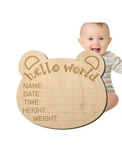 اشتري Wooden Baby Announcement Sign, Newborn Baby Announcement Sign, 4.5 Inch Hello World Newborn Welcome Sign for Baby Shower, Photo Prop, Hospital, Nursery, New Parents في السعودية