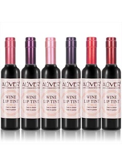 اشتري 6 Colors Wine Lip Tint, Natural Liquid Lipstick Long Lasting Mini Make Up Lip Gloss Matte Lip Sticks Wine Bottle في الامارات