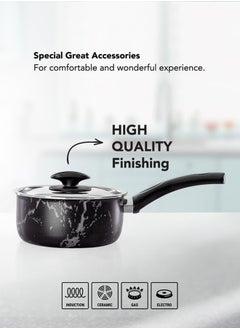 Buy Casserole 16 Cm Non-Stick Surface Pfoa Free Black in Saudi Arabia