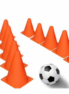 Buy 7 Inch Plastic Traffic Cones 12Pcs Sport Training Agility Marker Cone for Soccer, Skating, Football, Basketball, Indoor and Outdoor Games in UAE