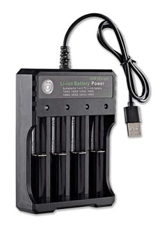 اشتري 18650 Battery Charger 4 Slot, Battery Charger for 18650 Rechargeable Batteries, Universal Smart LED Display, 18650 Charger, UK Lithium Battery Charger, 3.7V with Micro USB 18350 14500 (No Battery) في الامارات