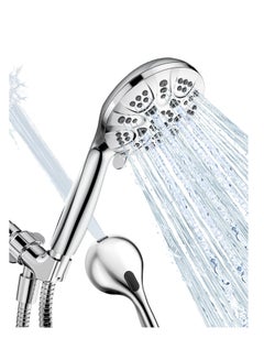 Buy Shower Head with Handheld High Pressure Handheld Shower Head 7 Settings Detachable Shower Head Set with Stainless Steel Hose and Shower Bracket Chrome in Saudi Arabia