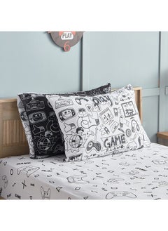 اشتري Gaming Doodle Soiree 2-Piece Microfibre Pillow Cover Set 50 x 75 cm في الامارات