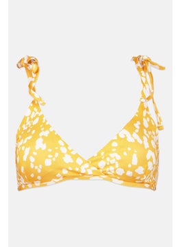 Buy Women Animal Print Padded Bikini Top, Yellow in UAE