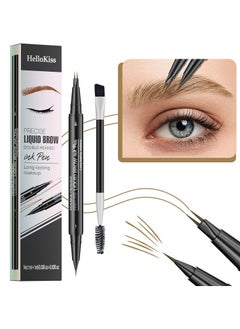 اشتري Precise Liquid Eyebrow Pen with Brush Double Headed Ink Pen 2 Tip Microblading Brow Pen Curved Eyebrow Pencil, 2 Fork Tip Eye Pen Waterproof Long Lasting Ink Pen Light Brown 01 في الامارات