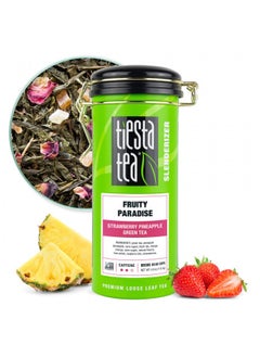 اشتري Fruity Paradise, Loose Leaf Strawberry Pineapple Green Tea, Medium Caffeine, Hot And Iced Tea, 4 Oz Tin - 50 Cups, Green Tea Loose Leaf في الامارات