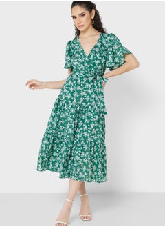 Buy Ruffle Sleeve Printed Dress in UAE