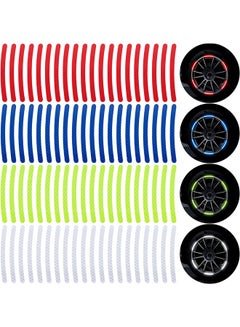 Buy 80PCS Reflective Car Wheel Rim Stickers, Wheel Warning Adhesive Strips, Fluorescent Reflective Exterior Accessories Decorative Decals Tape for Car, Motocycle, Bicycle Green, White, Blue, Red in Saudi Arabia