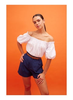 Buy Woman Regular Fit Off Shoulder Woven Short Sleeve Blouse in Egypt