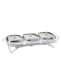 اشتري Cuisine Art Alore Stainless Steel Food Warmer - 3 x 1.5-Liter Capacity - Triple Compact Food Warming Convenience في الامارات