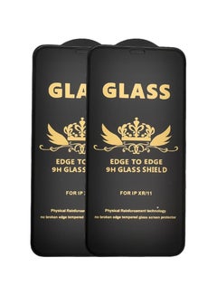 Buy G-Power 9H Tempered Glass Screen Protector Premium With Anti Scratch Layer And High Transparency For Iphone XR   Set Of 2 Pack 6.1" - Black in Egypt