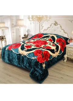 Buy 2 Ply embossed super soft printed raschel blanket warm and comfortable to sleep 15 lbs in UAE