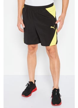 اشتري Men Sportswear Fit Brand Logo Training Shorts, Black/Yellow في السعودية