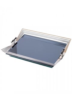 Buy Serving tray with mirror silver color 30*44 cm in Saudi Arabia