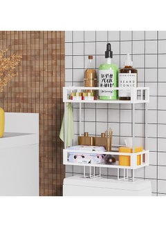 Buy 2-Tier Over Toilet Bathroom Organizer Bathroom Storage Over The Toilet Toilet Tank Basket Metal Over Toilet Organizer Toilet Storage Shelf Without Drilling 2-Tier Bathroom Shelf Over Toilet in Saudi Arabia