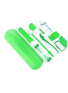 Buy Care Kit, 8 Pack Portable Orthodontic Cleaning Braces Kit Oral Mirror Interdental Brush Dental Floss Dental Wax Oral Care Travel Set(Green) in Saudi Arabia