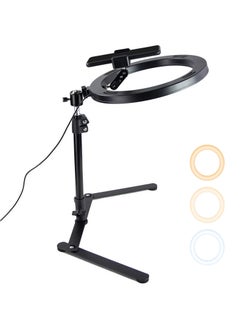 Buy 10 inch Photography Ring Light with Desk Stand and Phone Holder, Desktop LED Circle Light, Phone Ring Light for Selfie, Makeup, Live Streaming in Saudi Arabia