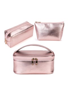 Buy 3 Pcs Waterproof Cosmetic Bag,Portable Travel Cosmetic Bag Multifunction Organizer Storage Bag,Makeup Case Organizer with Small Cosmetic Pouch for Women and Girls (Pink) in Saudi Arabia